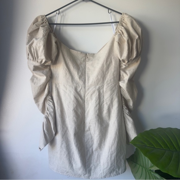 Sabo Luxe Puff Long Sleeve Beige Dress - Picture 5 of 16